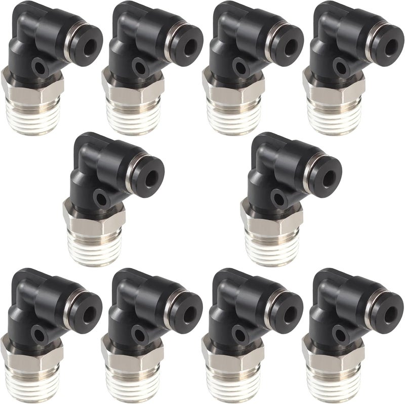 MSAEIQUN 1/8 Air hose fittings, Air fittings Male Elbow 1/8 Inch Tube OD x 1/4 NPT Thread Push to Connect Fitting, PL-1/8-N2 (Pack of 10) (1/8-1/4) - Image 1